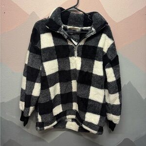 LOFT Charcoal and White Fleece Top